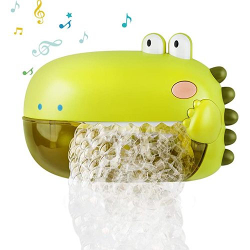 Lehoo Castle Baby Bath Toys, Automatic Bath Bubble Machine, Dinosaur Bathtub Bubble Maker with 12 Songs, Bathtime Shower Bathtub Toys for Toddlers, Gift for Boys Girls - Green