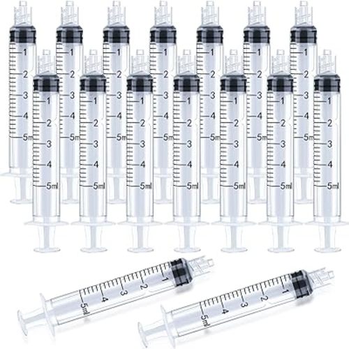 5ml Luer Lock Syringe 20-Pack Plastic 5ml Syringes with Luer Lock Tip, Individually Sterile Sealed, No Needle