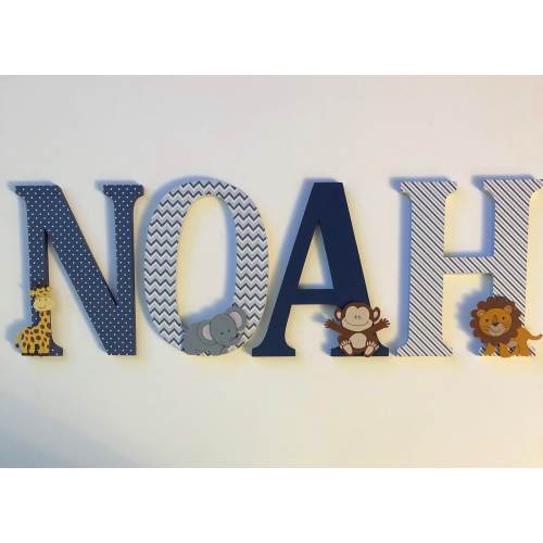 Wood Nursery Letters- Jungle animals themed- Nursery Decor-Price Per Letter-Custom made -Other Colors available