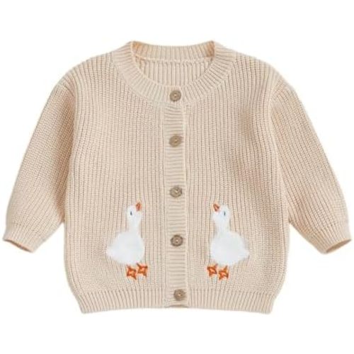 Toddler Baby Girl Cardigan Christmas Knit Sweater Long Sleeve Button Down Knitwear Kids Fall Winter Coat