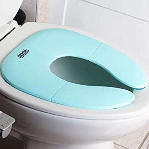Folding Travel Potty Seat for Boys and Girls, Fits Round & Oval Toilets, Non-Slip Suction Cups, Includes Free Travel Bag - Jool Baby - Aqua