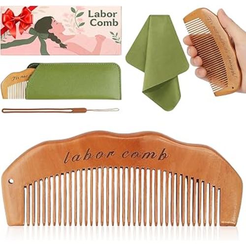 ZZTDSD Birth Comb for Labor Pain, Natural Wooden Labor Combs for Women Pregnancy, pregnancy hospital bag essentials＆Delivery Essentials, Baby Comb ＆ Shower Comb for New Mom Gifts
