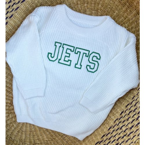 Baby/toddler New York JETS Embroidered Sweater Childrens NY Jets NFL Sweater Varsity Style Football Kids Oversized Sweater - Etsy