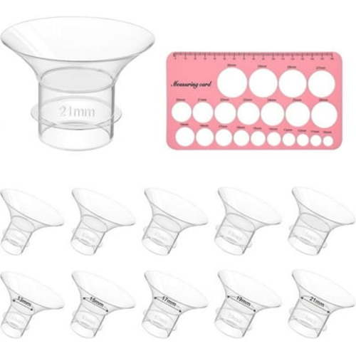 Accevo Flange Sizing kit 10PCS Flange Inserts 13/15/17/19/21mm & Nipple Ruler, Compatible with Momcozy S12 Pro/S9 Pro/S12/S9/Medela/Spectra etc Wearable Breast Pump 24mm Flange/Shield