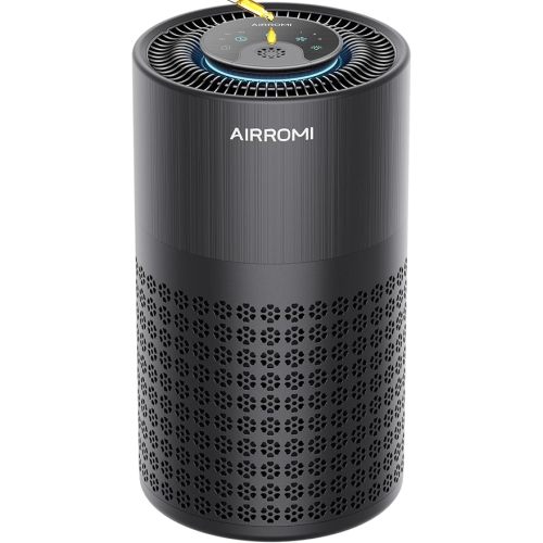 AIRROMI Air Purifier for Bedroom with HEPA 3-in-1 Filter, Pet Air Purifier for Home Cat Pee Smell, Covers Upto 990 Ft², Quiet 360°intake Air Cleaner for pet hair,allergies,Dust,Smoke A2001 Black