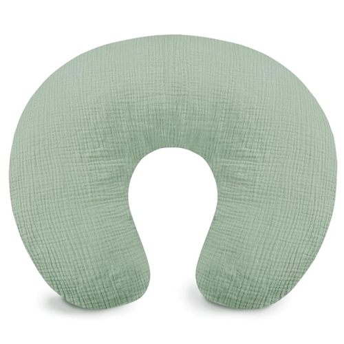 Muslin Nursing Pillow Cover, Soft Breathable Feeding Slipcover for Breastfeeding Moms, Stretchy Removable Infant Pillow Cover for Boy and Girls (Green)