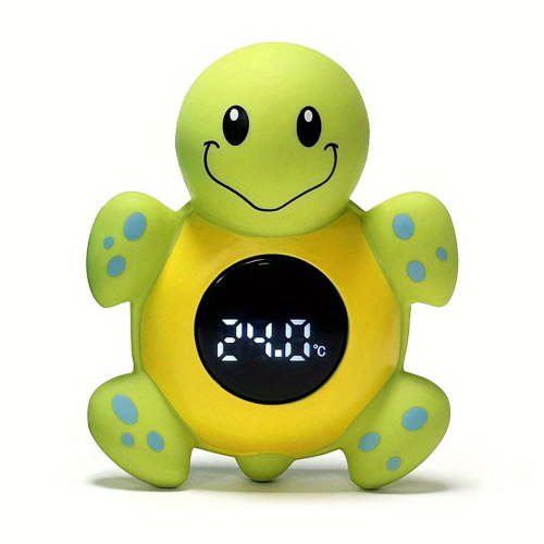 SUGARMOM Turtle Baby Bath and Room Thermometer - Smart High-Precision Water Temperature Meter with Three-Color Alarm Automatic Water Detection Safe for Ages 0-6 Years Plastic with Ba
