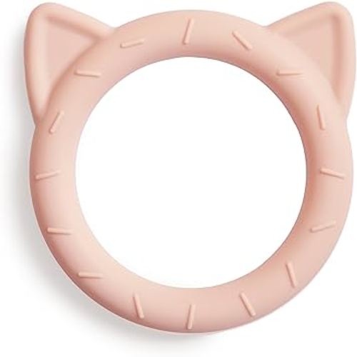 mushie Silicone Baby Teether Toy | Cat (Blush)