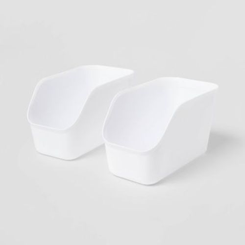 Medium 2pk Open Front Flexible Storage Bins White - Brightroom™