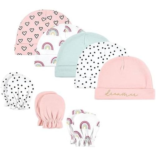 Hudson Baby Unisex Baby Cotton Cap and Scratch Mitten Set