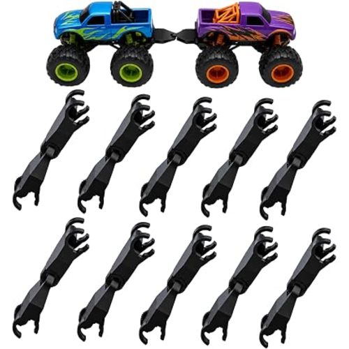 10 Pack Universal Monster Truck Train Connectors - Train Adapters Compatible with Hot Wheels 1:64 Scale, Easy Linker Accessories for Creating Long Truck Trains