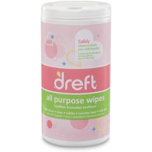 Dreft Multi-Surface All-Purpose Gentle Cleaning Wipes for Baby Toys, Car Seat, High Chair & More, 70 Count (Pack of 4)