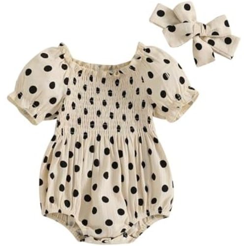 Smocked Baby Girl Clothes Newborn Girl Bubble Romper Short Sleeve Jumpsuit Summer Outfit Cute Infant Clothing