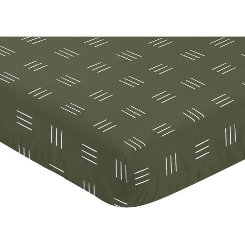 Sweet Jojo Designs Gender Neutral Baby Fitted Crib Sheet Jungle Animals Hunter Green and White