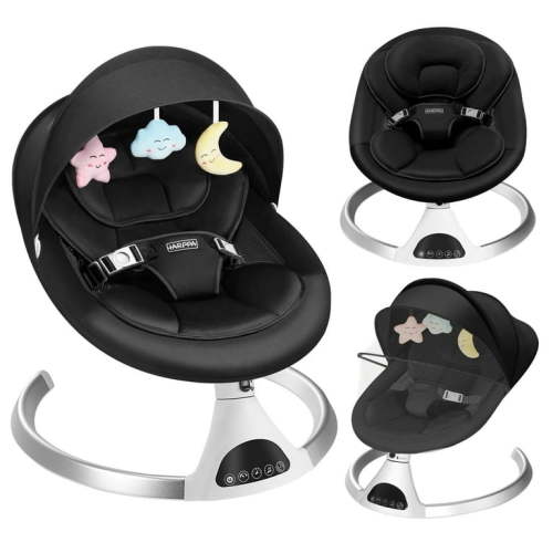 HARPPA Electric Baby Swing, Infant Swing with Remote Control, 5 Sway Speeds, Bluetooth Music, Black