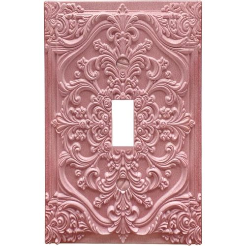 Spshian Decorative Light Switch Plate Covers Pink Flower Elegant 3D Floral Embossed 1 Gang Light Switch Cover Plate Single Toggle Wall Plate Outlet Covers Faceplate for Bedroom Home Decor