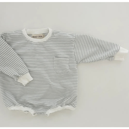 Harley Pocket Romper in Blue Stripes – Winnie + Crew