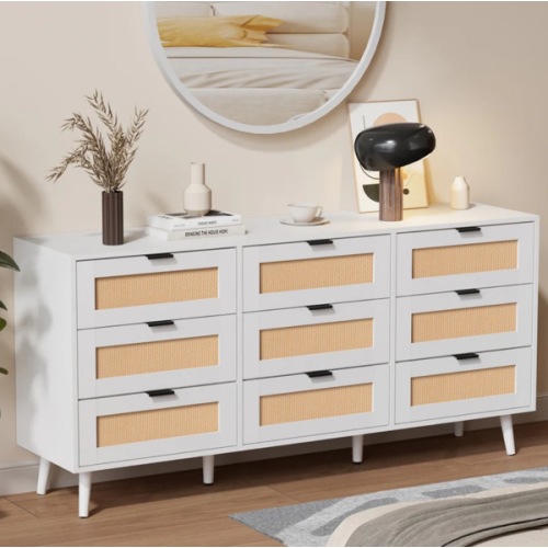 9 Drawers Chest Of Dresser Storage Tower Cabinet Bedroom Organizer Rattan Style