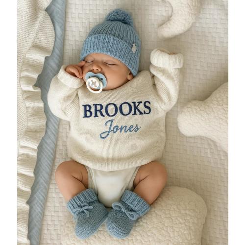 Personalized Embroidery Baby Sweater, Newborn Sweater Christmas 2025, Embroidered Baby Shower Gift, Kid Sweater, Keepsake for Toddler