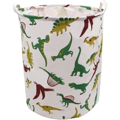 Dinosaur Laundry Basket Extra Large 19.7 x 15.7 Inch, ZUEXT 63L Canvas Fabric Collapsible Clothes Bin,Waterproof Laundry Hamper, Nursery Toy Bins, Kids Boys Girls Storage Baskets for Bedroom