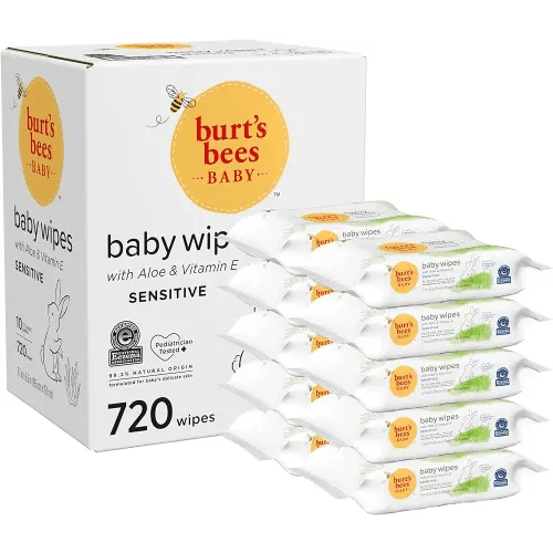Burt’s Bees Baby Wipes, Unscented Natural Baby Wipes for Sensitive Skin with Aloe and Vitamin E - 72 Wipes – 10 Pack