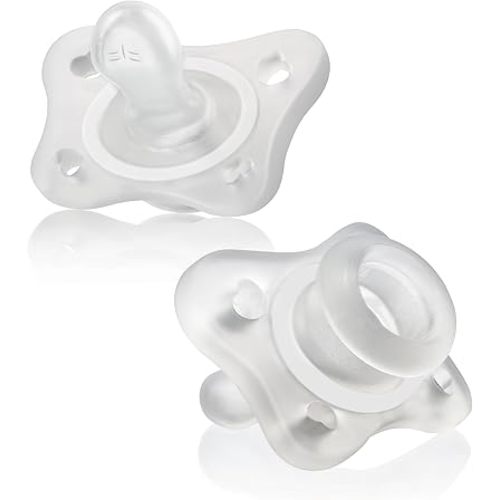 Chicco PhysioForma 100% Soft Silicone Mini One Piece Pacifier for Babies 0-2 Months | BPA & Latex Free | Reusable Sterilizing Case | 2pk