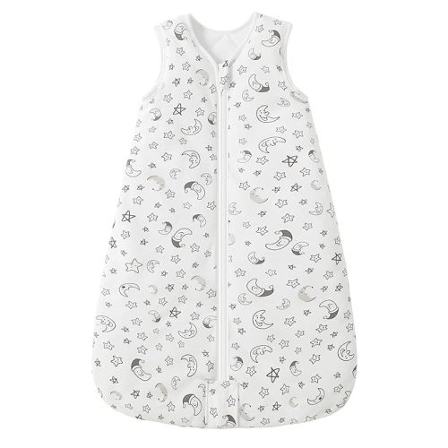 Mosebears Sleep Sack Baby Winter Wearable Blanket with 2-Way Zipper,2.5 TOG Cotton Sleep Sack Unisex (White Star, 0-6 Months)
