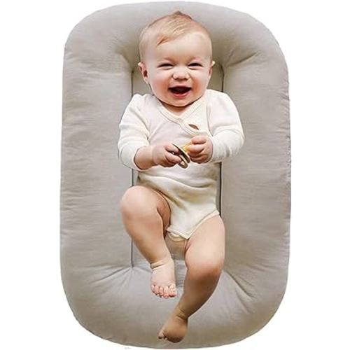 Baby Bed for Newborn 0-24 Months, Infant Nest Baby Snuggle Lounger Pillow, Soft and Breathable Removable Slipcover (Apricot)