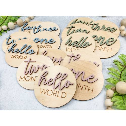 Wooden 3D Monthly Milestone Discs for Baby Photos Engraved Wood Monthly Milestone Markers Personalized Baby Sign - Etsy