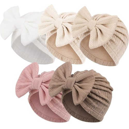 Newborn Baby Girl Hats with Bow Toddler Infant Beanie Cap Newborn Hospital Hats for Baby Girl Kid 3-12 Months