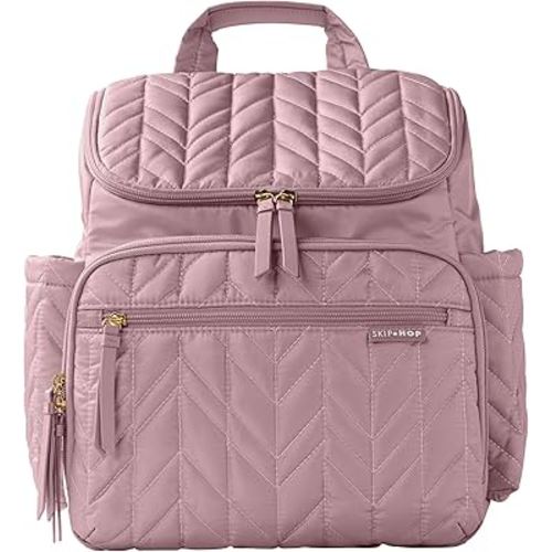 Skip Hop Diaper Bag Backpack: Forma, Multi-Function Baby Travel Bag with Changing Pad & Stroller Attachment, Mauve Mist