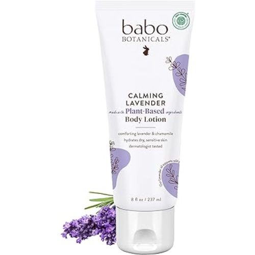 Babo Botanicals Calming Lavender Body Lotion - Relaxing Chamomile & Lavender - Vegan- For all ages- Scented with Lavender fragrance