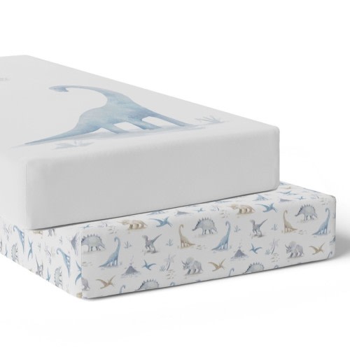 Bubba Blue Cot Fitted Sheet 2 Pack Jurassic