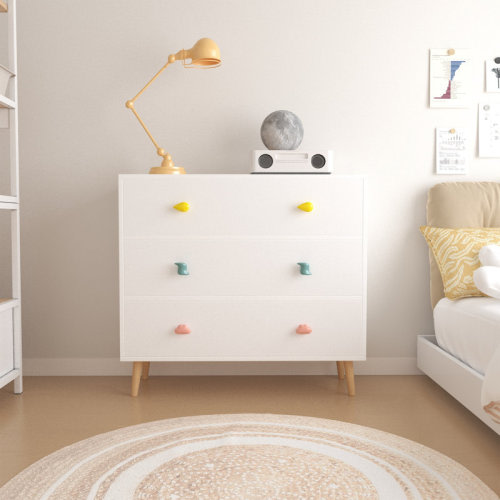 Ebern Designs Kids 3 Drawer Dresser, Baby Nightstand for Bedroom, Storage Cabinet for Toddler Child for Living Room, Toddler Room, Nursery, Closet, Apartment | Wayfair