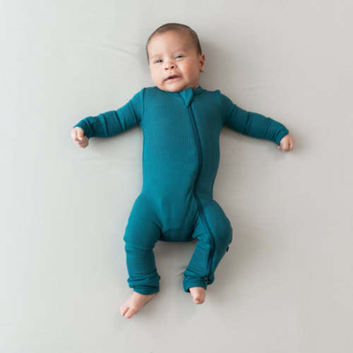 Ribbed Zipper Romper in Loch - 3-6 Months