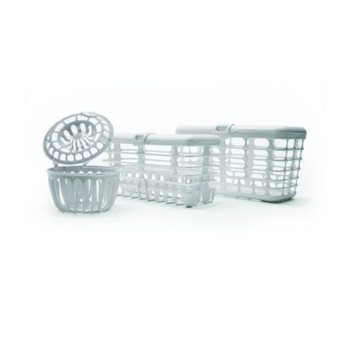 Prince Lionheart Made in USA High Capacity 3-in-1 Dishwasher and Spill Proof Vave Cleaner Basket for Toddlers & Infants Bottle Parts & Accessories | Fits all Dishwashers | 100% Recycled Plastic,White