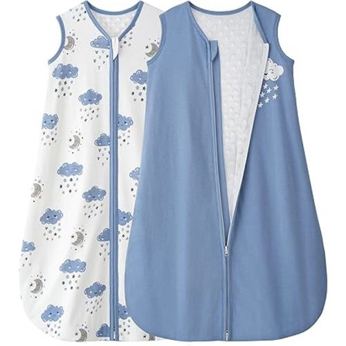 Yoofoss Baby Sleep Sack 6-12 Months with Plush Dots, 2 Pack TOG 1.5 Fleece Baby Wearable Blanket with 2-Way Zipper, Cotton Fabric Toddler Sleeping Sack, (Medium)
