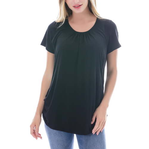 Smallshow Maternity Clothes for Women Short Sleeve Nursing Tops Ruched Nursing Shirts