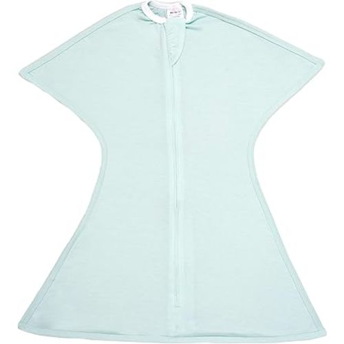 SleepingBaby Zipadee-Zip Transitional Swaddle Sack, 3-6 Month - Roomy Zipper Swaddle for Easy Diaper Changes and Proper Hip Development - Baby Swaddle Sack, X-Small - Classic Mint