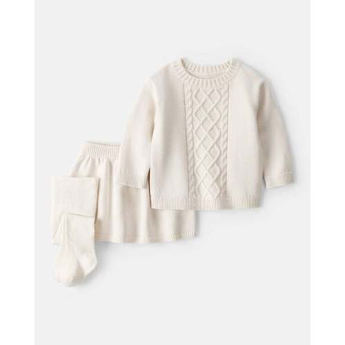 Carter's® | 3 Piece Cableknit Long-Sleeve Top & Skirt Set