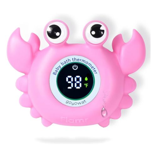 Baby Bath Thermometer Crab Toy - Digital Floating Water Thermometer with LED Display & Color Alerts for Infants, Cute Bath Tub Sensor & Safe Bath Time Essential Toy