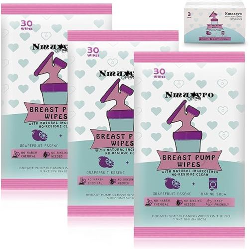 Breast Pump Wipes, 3 Packs Natural Pump Cleaning Wipes On The Go, Resealable Manual Pacifier Wipes Quick Clean Breastfeeding Supplies