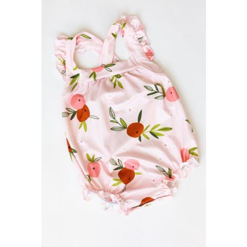 Tangerine Ruffle Cross Back Romper | Mila & Rose | 0-3 month