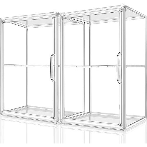 2Pack Makeup Organizer Storage, Large Capactiy Acrylic Bathroom Organizer, Clear Cosmetics Organizer Bins with Division Board for Vanity, Skincare, Countertop Storage and Display Case