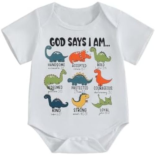 Newborn Baby Boy Girl Clothes God Says I Am Bodysuit Short Sleeve T-shirt Romper One Piece Summer Outfits