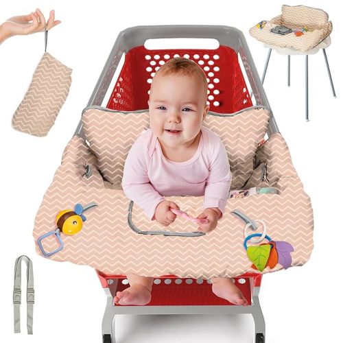 PILLANI Shopping Cart Seat for Baby, High Chair Cover for Restaurant Seat - Grocery Cart Cover for Baby Girl and Boy, Comfortable Cotton Buggy Covers for Babies - Padded Toddler Shopping Cart Cover
