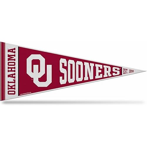 Rico Industries NCAA Oklahoma Sooners Rally 12" x 30" Felt Wall Décor Pennant - Great for Home/Bed Room/Man Cave Décor