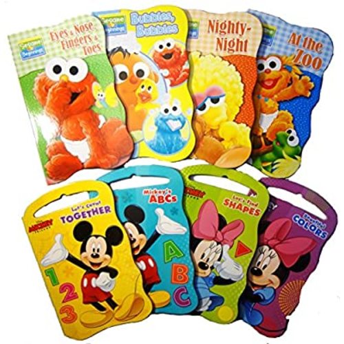 2 Set of Baby Toddler Beginnings Board Books (Sesame Street Set + Mickey Mouse and Friends Set) - Total 8 Books by Bendon