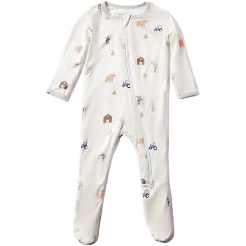 Soft Baby Bamboo Viscose Footie Pajamas, Zipper Closure, 0-24 Months