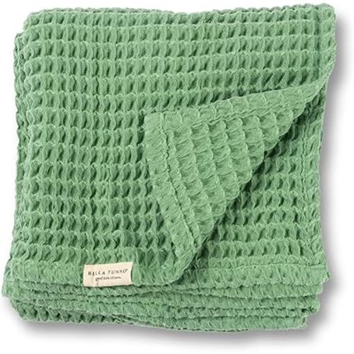 Bella Tunno Waffle Baby Blanket, 100% Cotton, Soft, Breathable & Lightweight, 40" x 40" Swaddle Blanket for Newborns, Infants, Boys & Girls, Cozy Throw for Crib, Stroller, Travel & Nursery (Sea Foam)